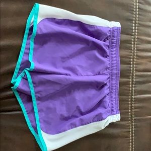 Purple/white/teal shorts